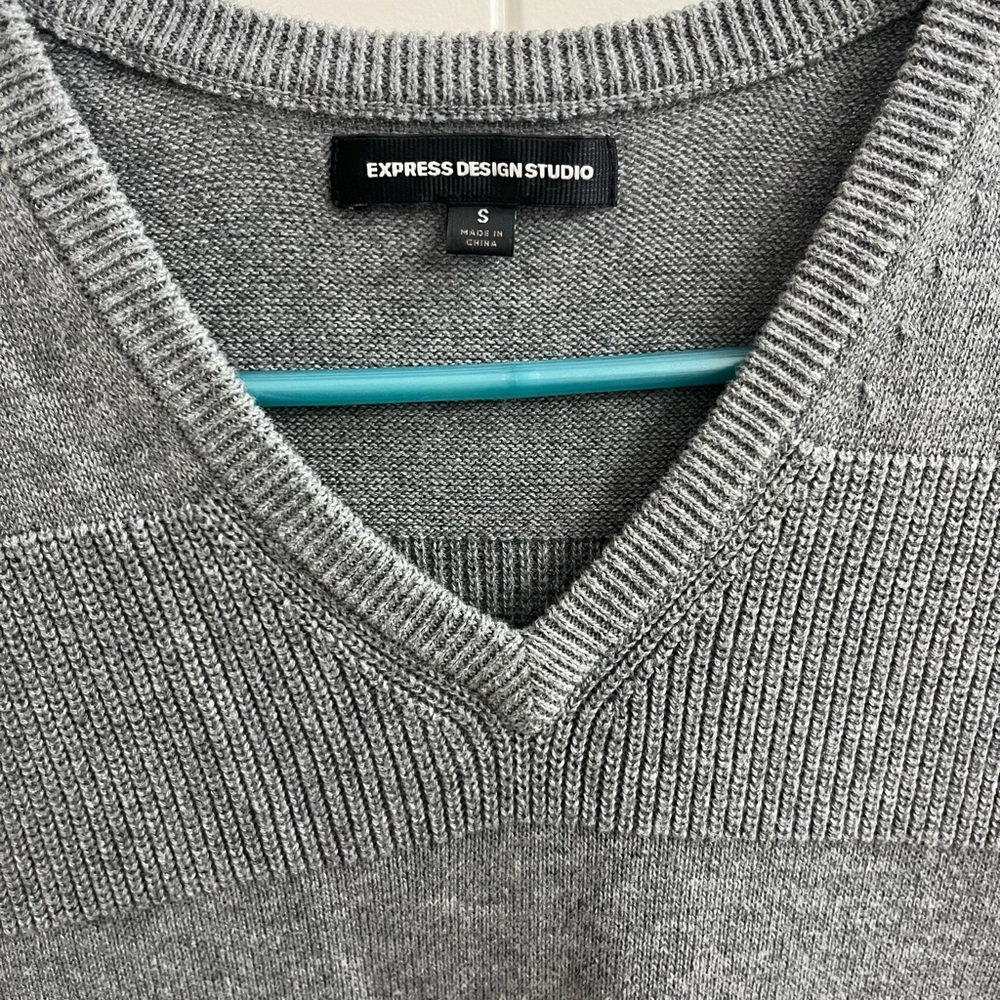 Express V-Neck Sweater in Heather Gray